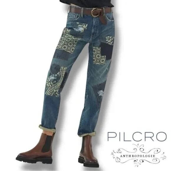 EUC Anthropologie Pilcro Borrowed Boyfriend Patchwork Jeans - Picture 4 of 14